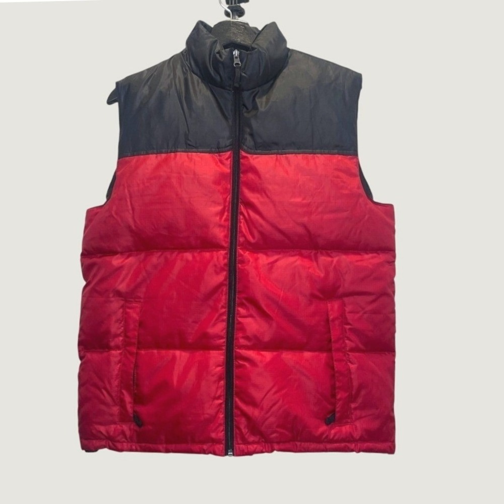Steve & Barry's Double Down Puffer Vest Mens XL Red Black Colorblock Insulated